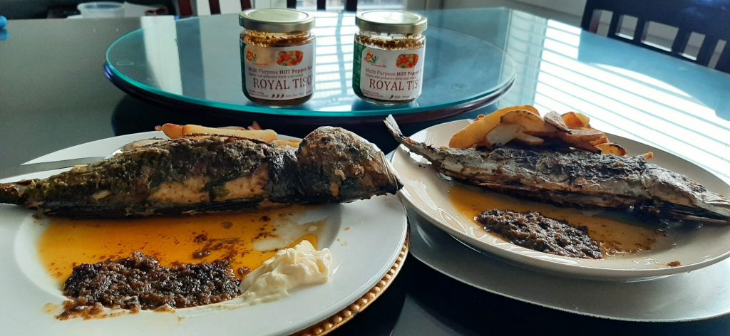 Grilled mackerel with Royal Tiso